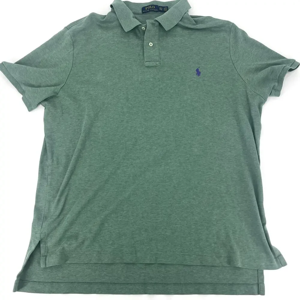 Polo Ralph Lauren Mens Heathered Green Short Sleeve Polo Shirt Size XXL Preowned